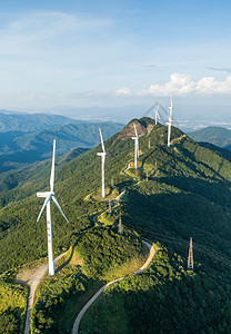 风力发电站广东河源缺牙山风力发电机背景