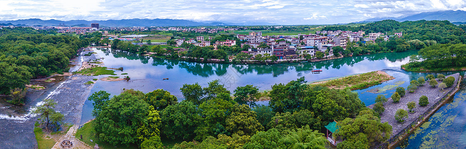 广西壮族自治区航拍秦始皇修建的古运河灵渠风光全景背景
