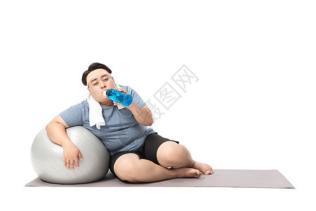 肥胖男士运动休息图片