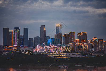 重庆城市建筑重庆大剧院夜景背景