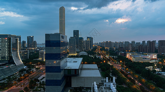 夜晚乌云苏州园区的城市发展背景