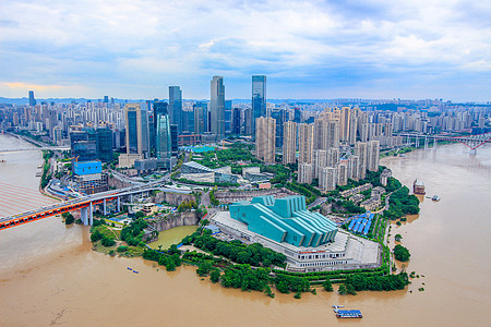 两江交汇重庆大剧院背景