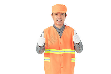 环卫工人双手点赞形象安全反光衣高清图片素材