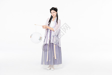 中国风古装汉服美女提纸灯笼图片