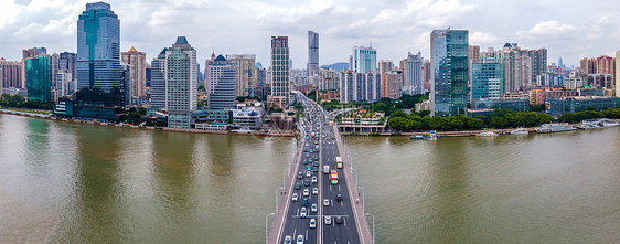 全景航拍广州江湾大桥交通图片