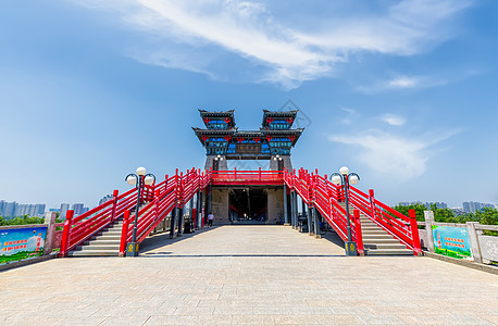 咸阳古渡廊桥背景图片