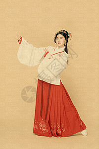 工笔画古风汉服中国风美女跳古典舞图片