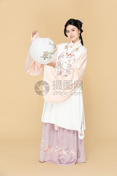 中国风汉服美女提灯笼图片