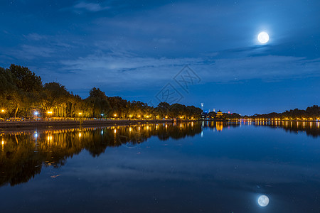 中秋节国庆节中秋赏月夜什刹海背景