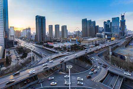 城市高架车流延时摄影背景图片