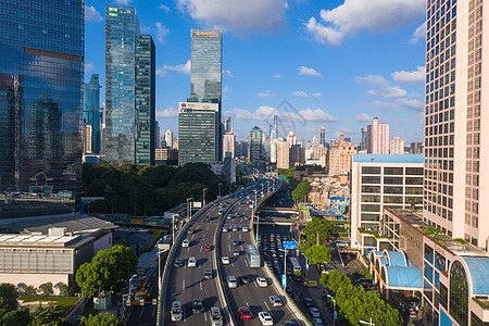 上海静安区高架桥车流背景图片