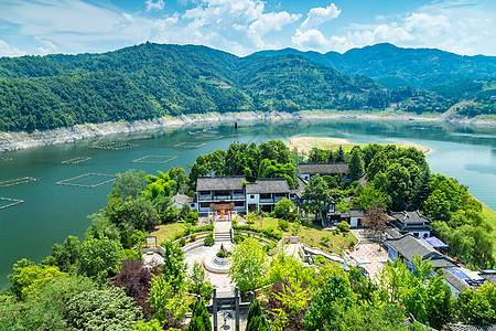 树木风景安康瀛湖背景