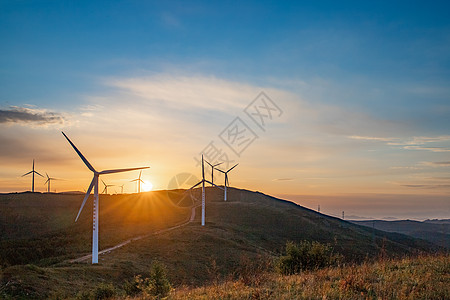 高山上的风车风力发电背景图片