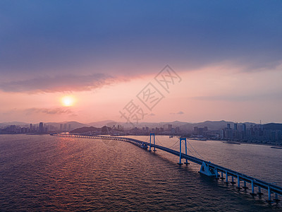 星海跨海大桥星海大桥日落背景