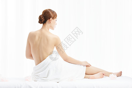 spa店女性养生spa背部展示背景