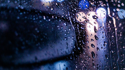 下雨夜景暴雨车窗上的雨滴背景