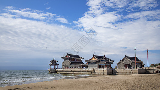 古建秦皇岛老龙头海神庙背景