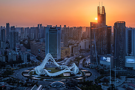 武汉光谷新转盘的星河造型背景图片