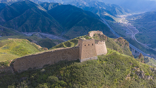 航拍山山西白草口长城航拍背景