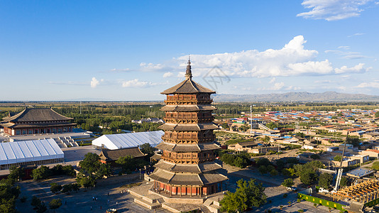 山西景点山西应县木塔古建筑背景