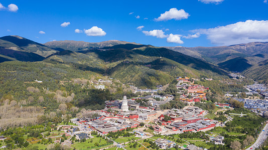 山西五台山风光寺庙古建筑背景