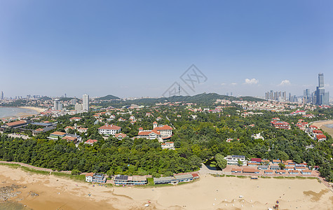 青岛景点青岛八大关景区航拍全景背景