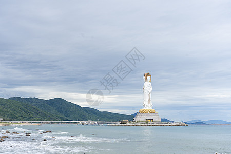 海南南海观音三亚南海海上观音背景