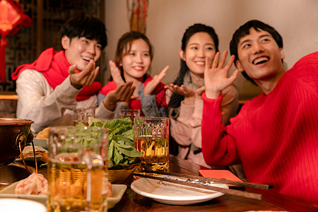 元旦的视频火锅美食青年视频祝福新年背景