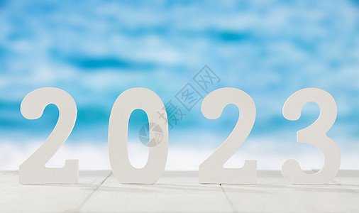 2023海边清新年新年数字素材图片