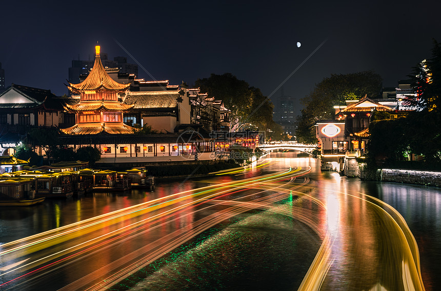 周庄古镇水巷夜景图片