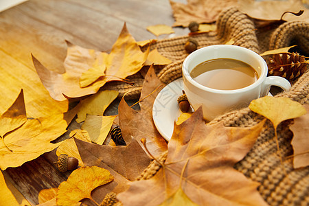 秋季暖冬咖啡背景图片