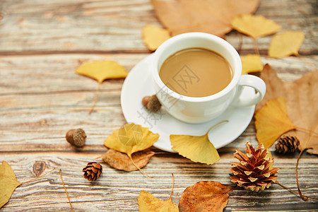 秋季暖冬咖啡桌面背景图片