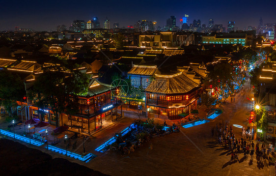 南京老门东明清建筑夜景航拍图片