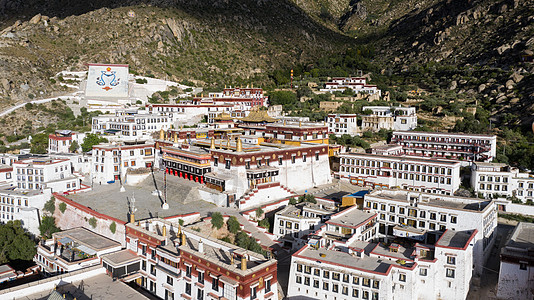 山上寺庙西藏拉萨哲蚌寺背景