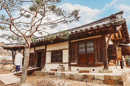 韩屋村韩国传统特色村屋韩屋背景