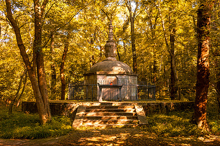 森林湖泊南京灵谷寺宝公塔秋色背景