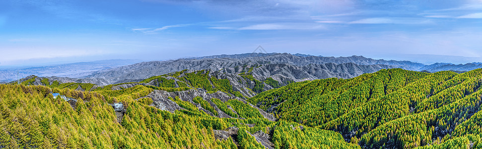 森林俯视内蒙古苏木山国家森林公园高山俯视山峦景观背景