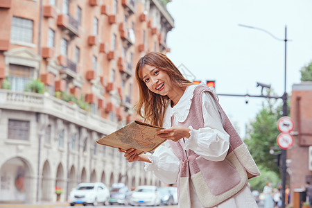 十一黄金周秋季时尚美女旅游度假背景