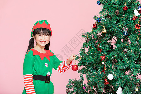 可爱小女孩cos装扮圣诞节庆祝背景图片