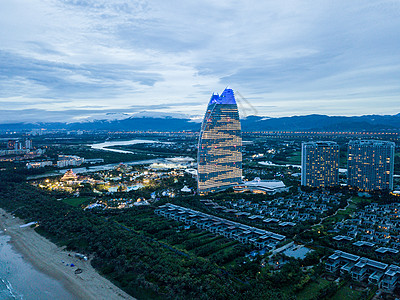 三亚亚特兰蒂斯七星级酒店傍晚航拍高清图片