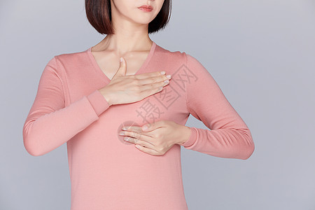 乳腺健康女性身体不舒服按摩胸部背景