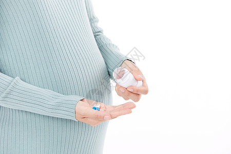 吃药的孕妇近景背景图片