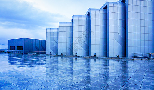 雨后建筑科技感建筑背景