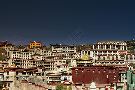 西藏朝拜拉萨达孜县甘丹寺背景