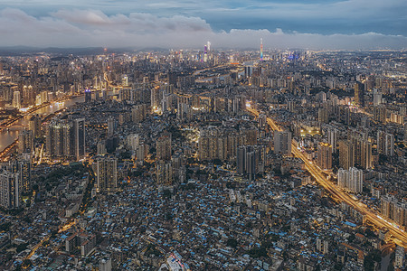 广州夜景多云雨后高清图片