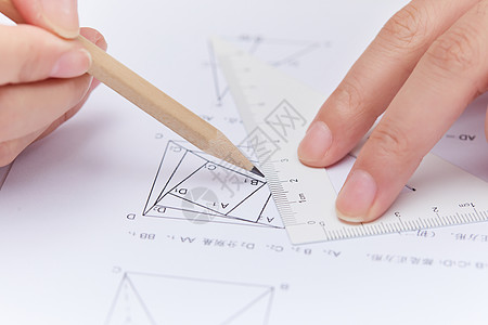 铅笔尺子数学题几何解答背景