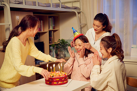 女学生宿舍过生日背景图片