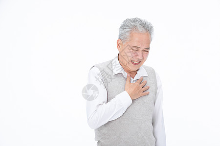 老年男性身体不舒服老人心脏疼背景