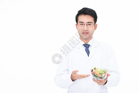 营养均衡医生介绍健康食品沙拉背景