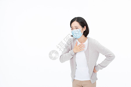 戴口罩的女性疾病身体不舒服咳嗽图片